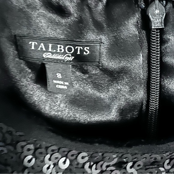 Talbots 100% Silk Elegant Sequined Cocktail Dress in Dark Gray size 8 - Picture 4 of 13